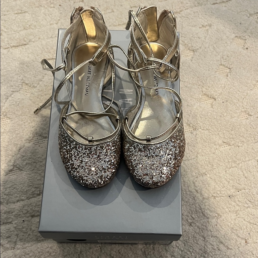 Stuart Weitzman Gold Glitter Dress Shoes